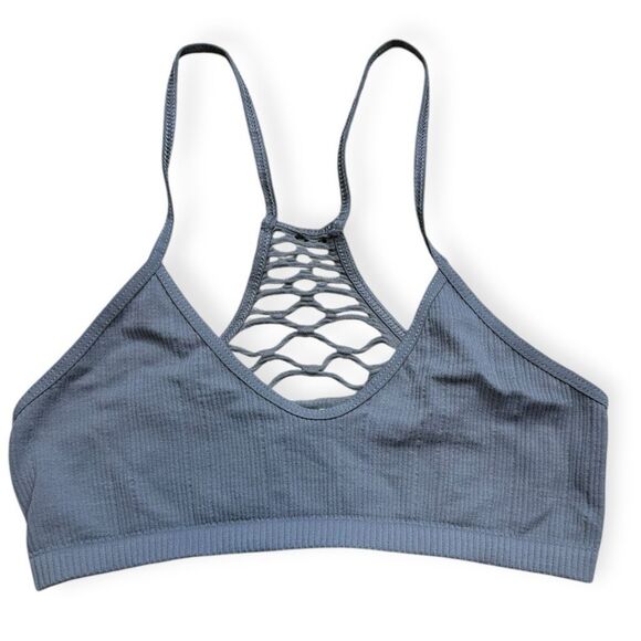 INTIMATELY FREE PEOPLE Women’s Gray Baby Racerback Ribbed Bralette Size XS/S - Picture 2 of 5